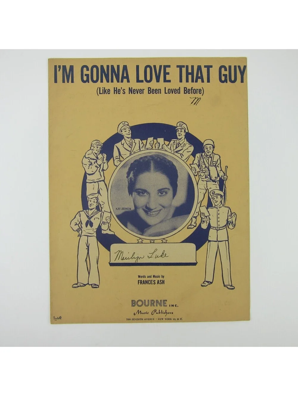 Sheet Music I'm Gonna Love That Guy Frances Ash Kay Armen Cover Vintage 1945